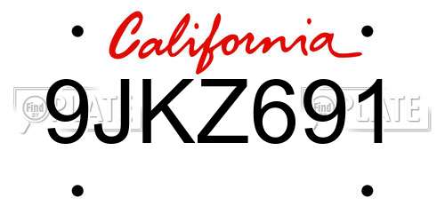 9JKZ691 California License Plate