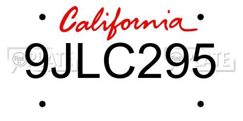 9JLC295 California License Plate
