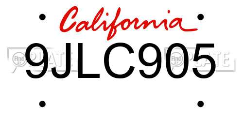 9JLC905 California License Plate
