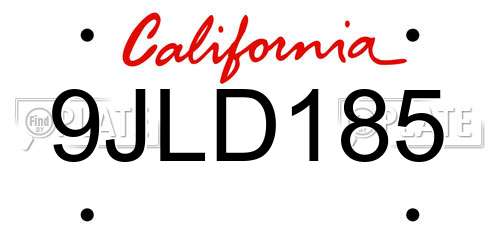 9JLD185 California License Plate