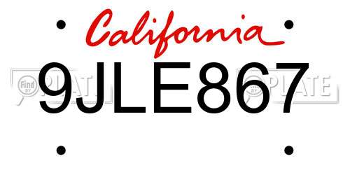 9JLE867 California License Plate