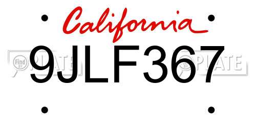 9JLF367 California License Plate