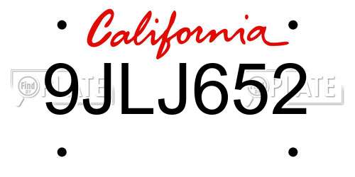 9JLJ652 California License Plate