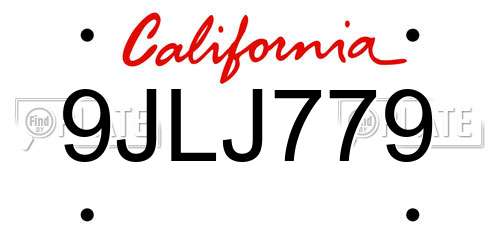 9JLJ779 California License Plate