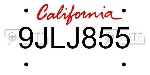 9JLJ855 California License Plate