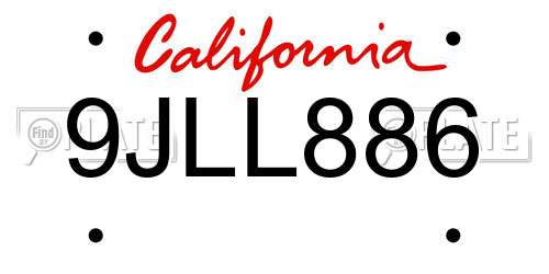 9JLL886 California License Plate