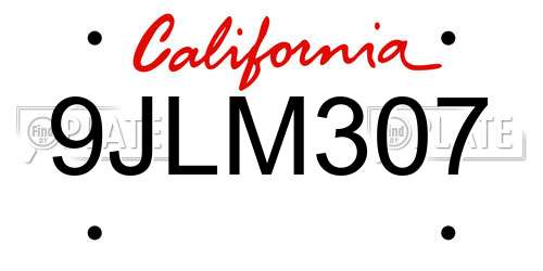 9JLM307 California License Plate