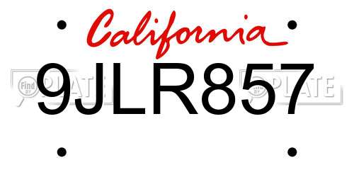 9JLR857 California License Plate