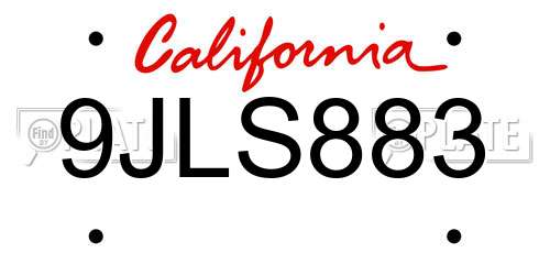 9JLS883 California License Plate