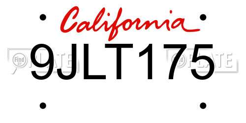 9JLT175 California License Plate
