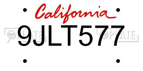 9JLT577 California License Plate