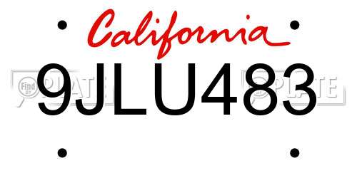 9JLU483 California License Plate