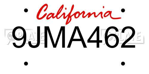 9JMA462 California License Plate