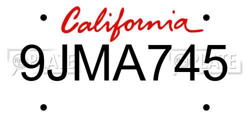 9JMA745 California License Plate