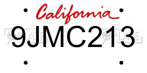 9JMC213 California License Plate