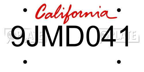 9JMD041 California License Plate
