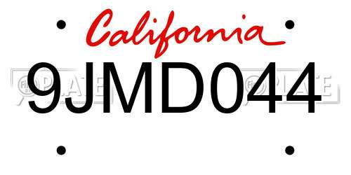 9JMD044 California License Plate