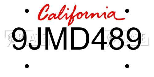 9JMD489 California License Plate