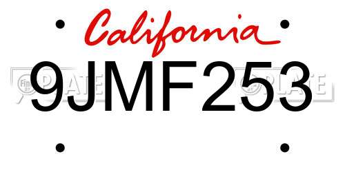 9JMF253 California License Plate