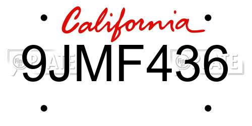 9JMF436 California License Plate