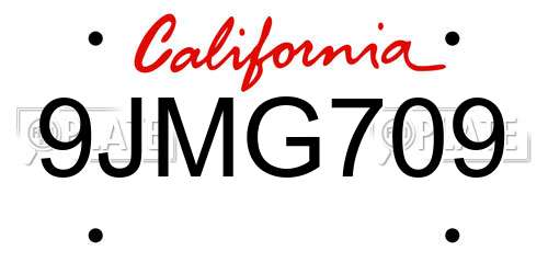 9JMG709 California License Plate