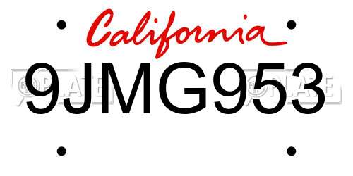 9JMG953 California License Plate