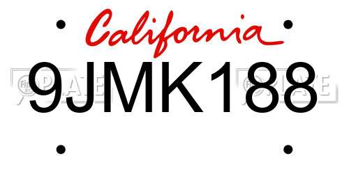 9JMK188 California License Plate