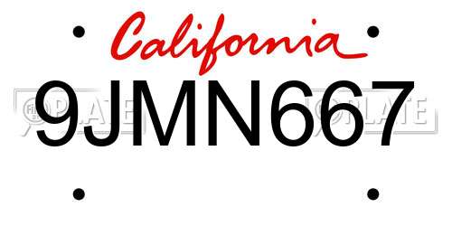 9JMN667 California License Plate