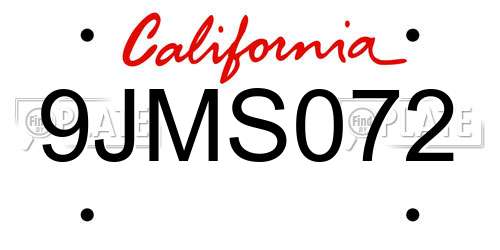 9JMS072 California License Plate