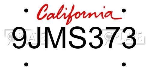 9JMS373 California License Plate