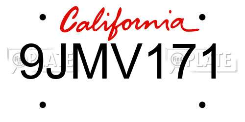 9JMV171 California License Plate