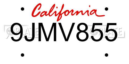 9JMV855 California License Plate