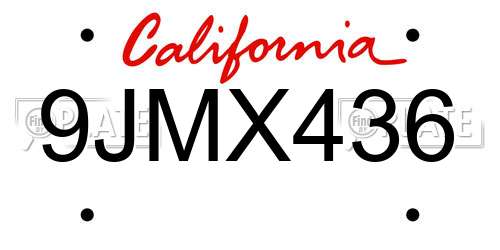 9JMX436 California License Plate
