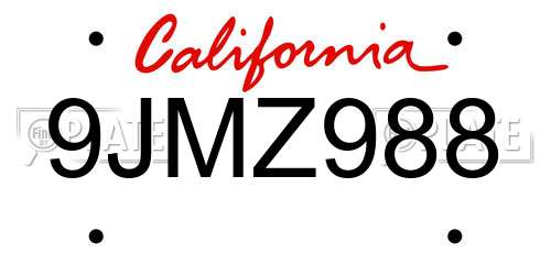 9JMZ988 California License Plate