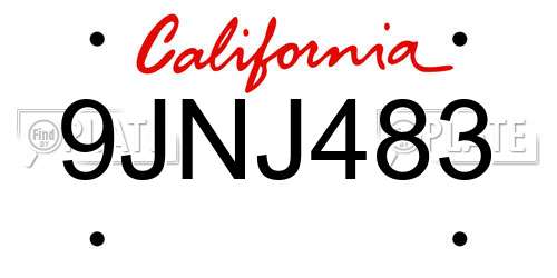 9JNJ483 California License Plate