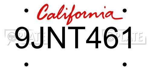 9JNT461 California License Plate