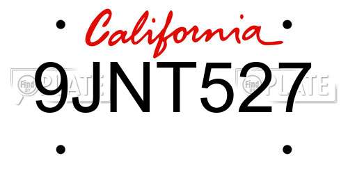 9JNT527 California License Plate