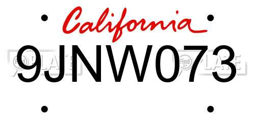 9JNW073 California License Plate