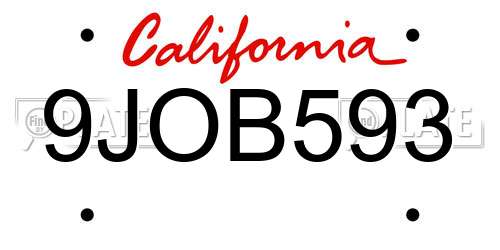 9JOB593 California License Plate