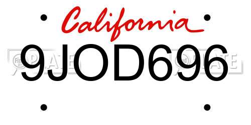 9JOD696 California License Plate