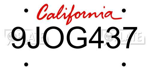 9JOG437 California License Plate