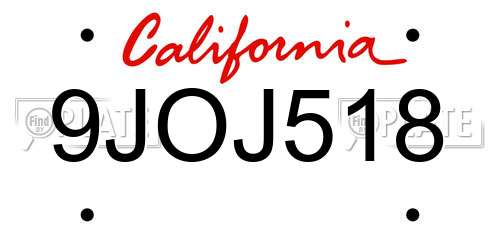 9JOJ518 California License Plate
