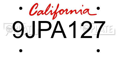 9JPA127 California License Plate