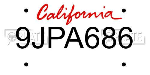 9JPA686 California License Plate