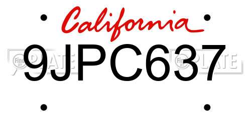 9JPC637 California License Plate