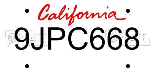 9JPC668 California License Plate