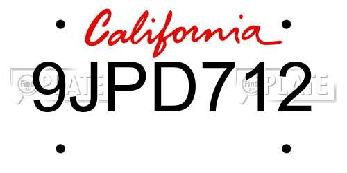 9JPD712 California License Plate