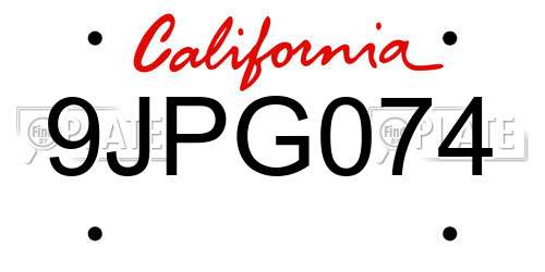 9JPG074 California License Plate