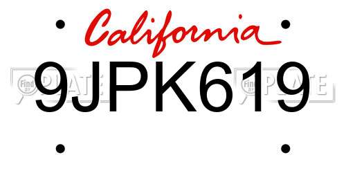 9JPK619 California License Plate
