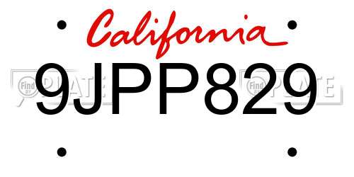 9JPP829 California License Plate